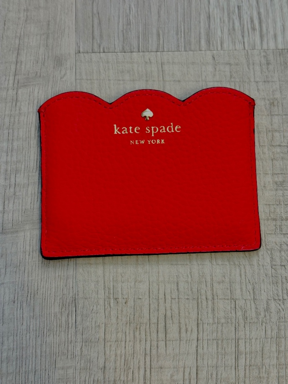 Kate Spade Leewood Place Red Leather Card Holder Wallet Coastal Nautical Luxury
